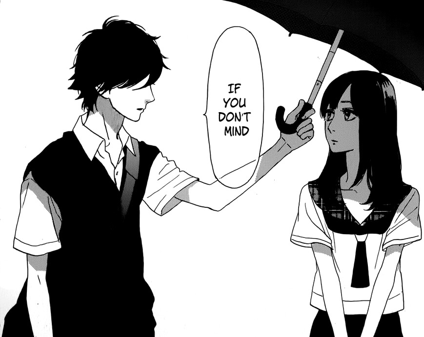 Anime boy protects girl