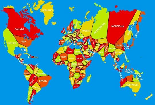 Geographical Boundaries if borders were decided based on closest respective Capital cities for every place