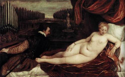 artist-titian:Venus and an Organist and a Little Dog,...