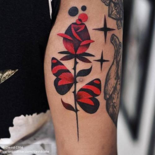 By David Côté, done at Imperial Tattoo Connexion, Montreal.... animal;art;big;butterfly;contemporary;davidcote;europe;facebook;flordali 11;flower;insect;location;nature;patriotic;pop art;rose;salvador dali;spain;surrealist;tricep;twitter
