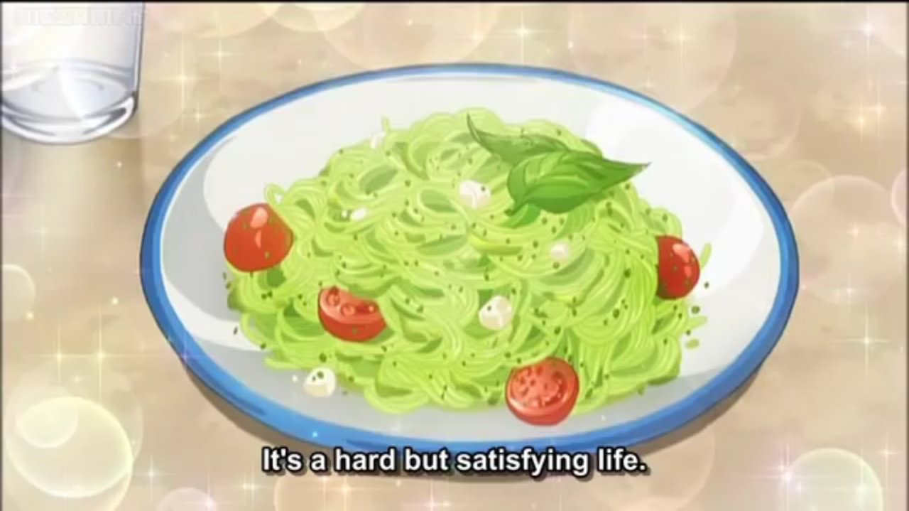 Anime Food Moments — Tsuyu’s pasta from Boku no hero academia training…