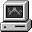 Win98 computer icon, black Earth symbol on the screen