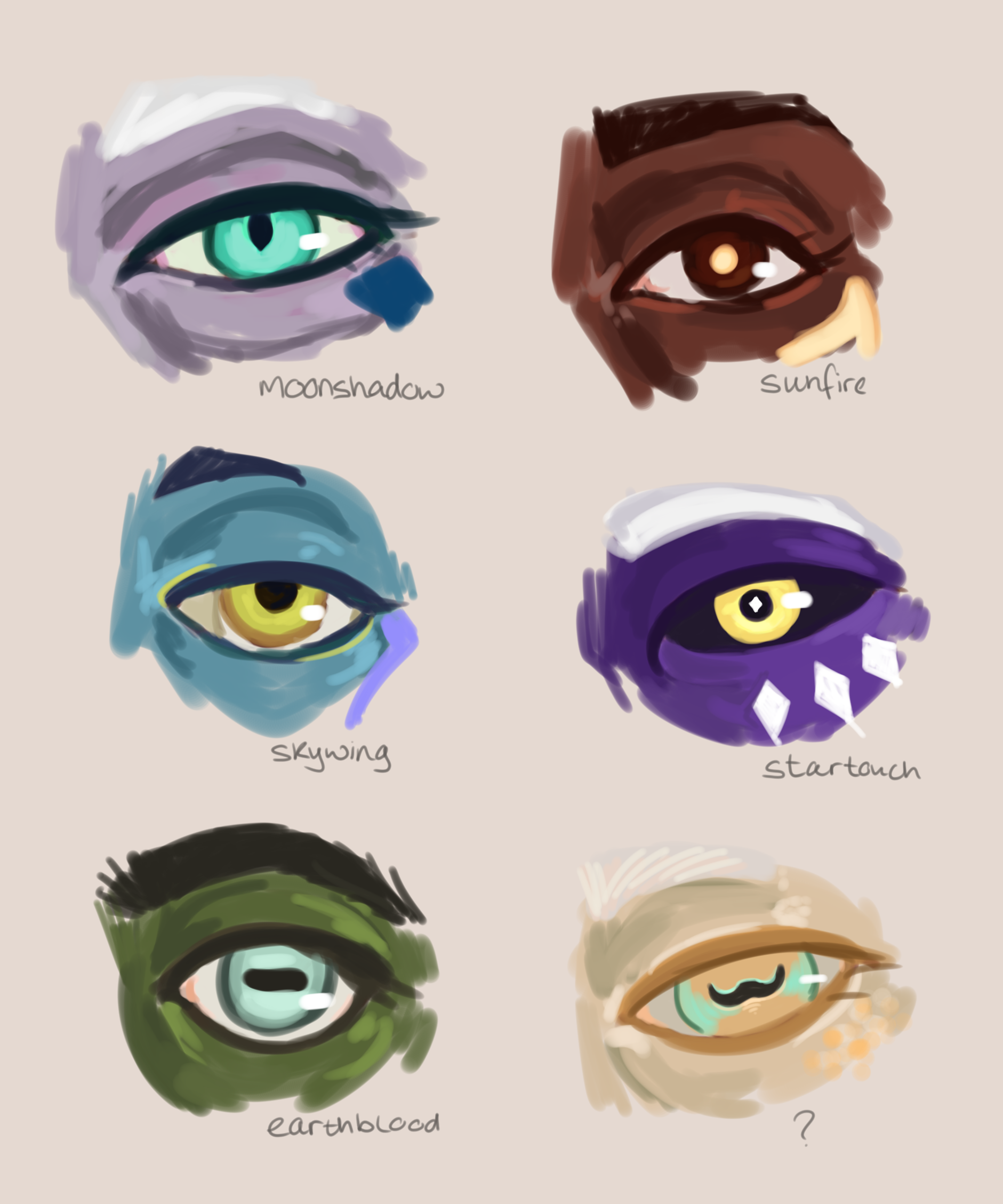 A VERY rough sketch of different elf eyes from tdp... vixen art
