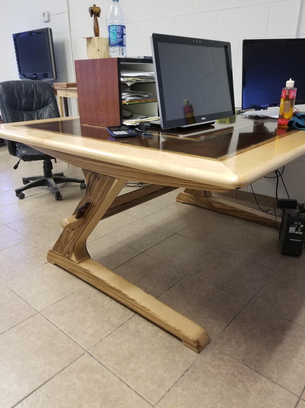 Custom Woodworking Cantilever desk table top my desk
