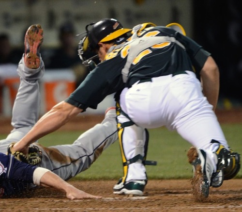 randyjockster:Jason Kipnis scores as Anthony Recker applies a...