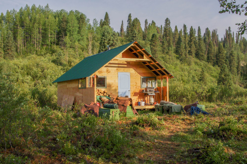 Cabin overlooking Tuya River, British Columbia.Photo - Susan...