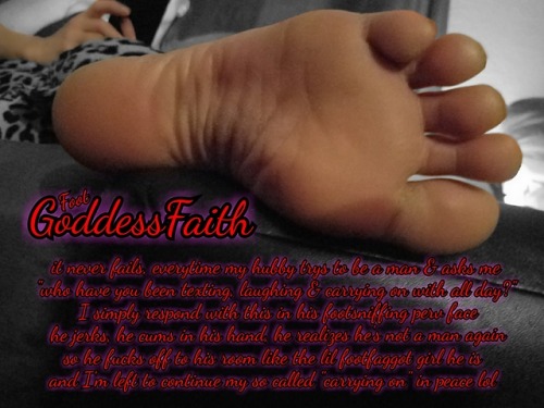 footgoddessfaith:my lil footboy bitch hubby being nosy again and...