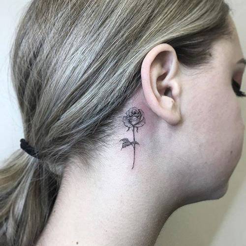 By Jin · Hoa Eternity, done in Manhattan.... flower;small;jin;single needle;tiny;rose;ifttt;little;nature;behind the ear;illustrative
