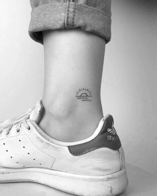 By Cagri Durmaz, done in Istanbul. http://ttoo.co/p/119371 small;sunset;micro;line art;tiny;cagridurmaz;ankle;ifttt;little;nature;minimalist;fine line