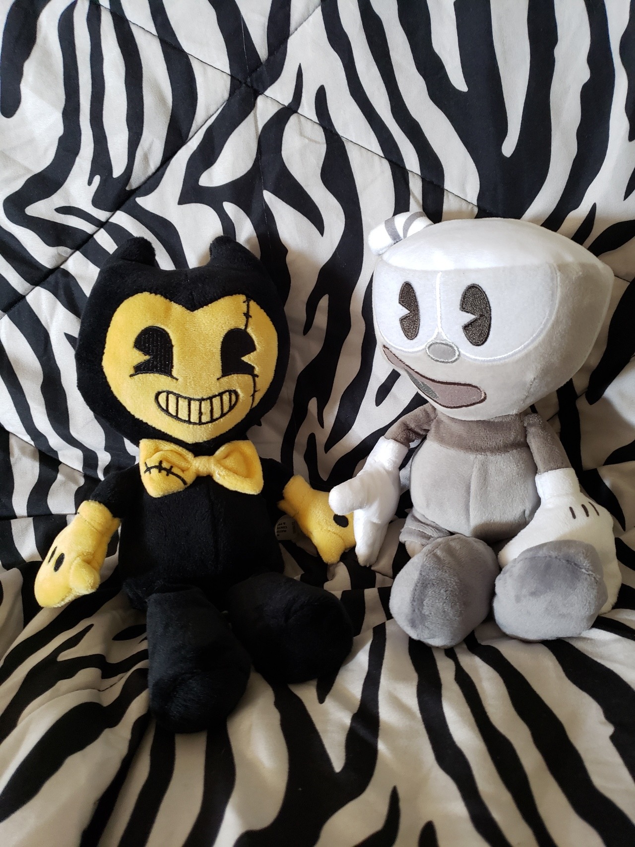 black and white cuphead plush