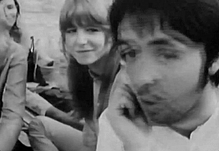 a moral to this song — Paul McCartney and Jane Asher with the Maharishi...