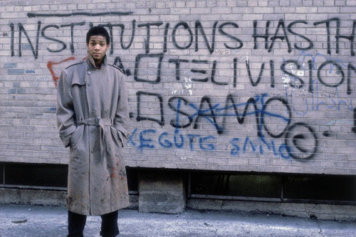 nycnostalgia:Jean-Michel Basquiat at Mulberry and Bleecker...