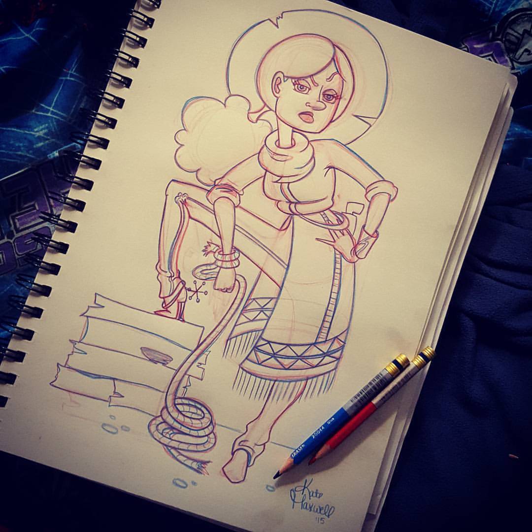 Kate Maxwell Cowgirl Sketch Doodle Drawing Art Cartoon