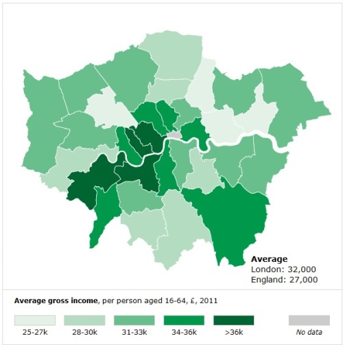 Average gross per person in each London... Maps on the Web