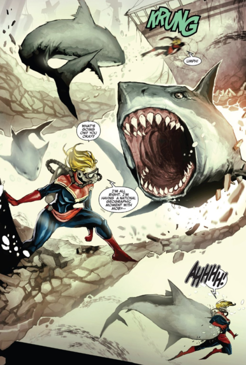 caroldanverspanels:Carol Danvers battles sharksCaptain Marvel...