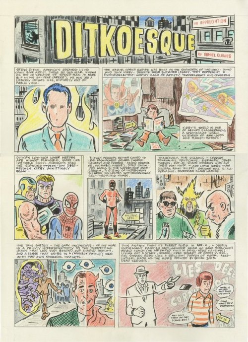 thebristolboard:Unpublished New Yorker strip by Dan Clowes. 