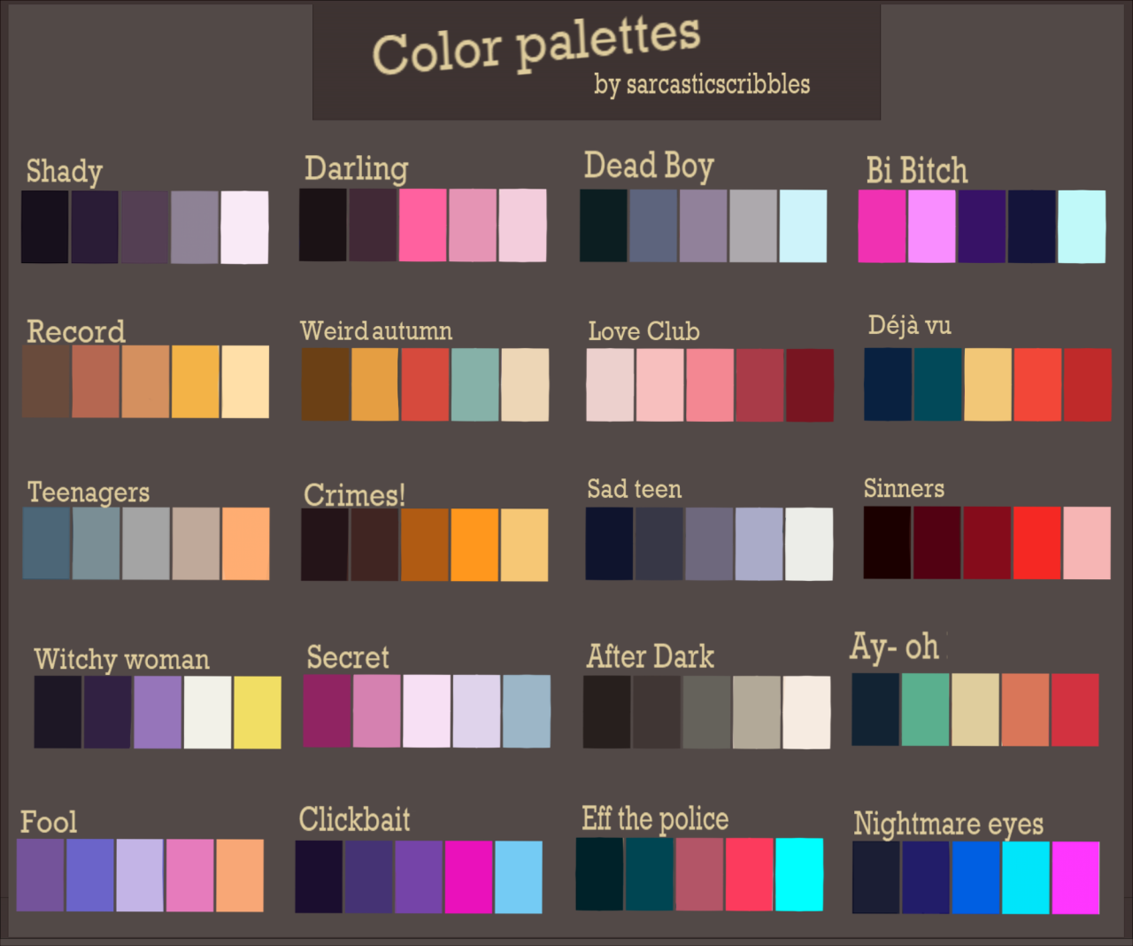 COLOR PALETTES! I Put Together Some Color   Art School Dropout