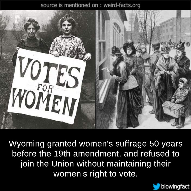 Weird Facts — Wyoming Granted Womens Suffrage 50 Years Before 