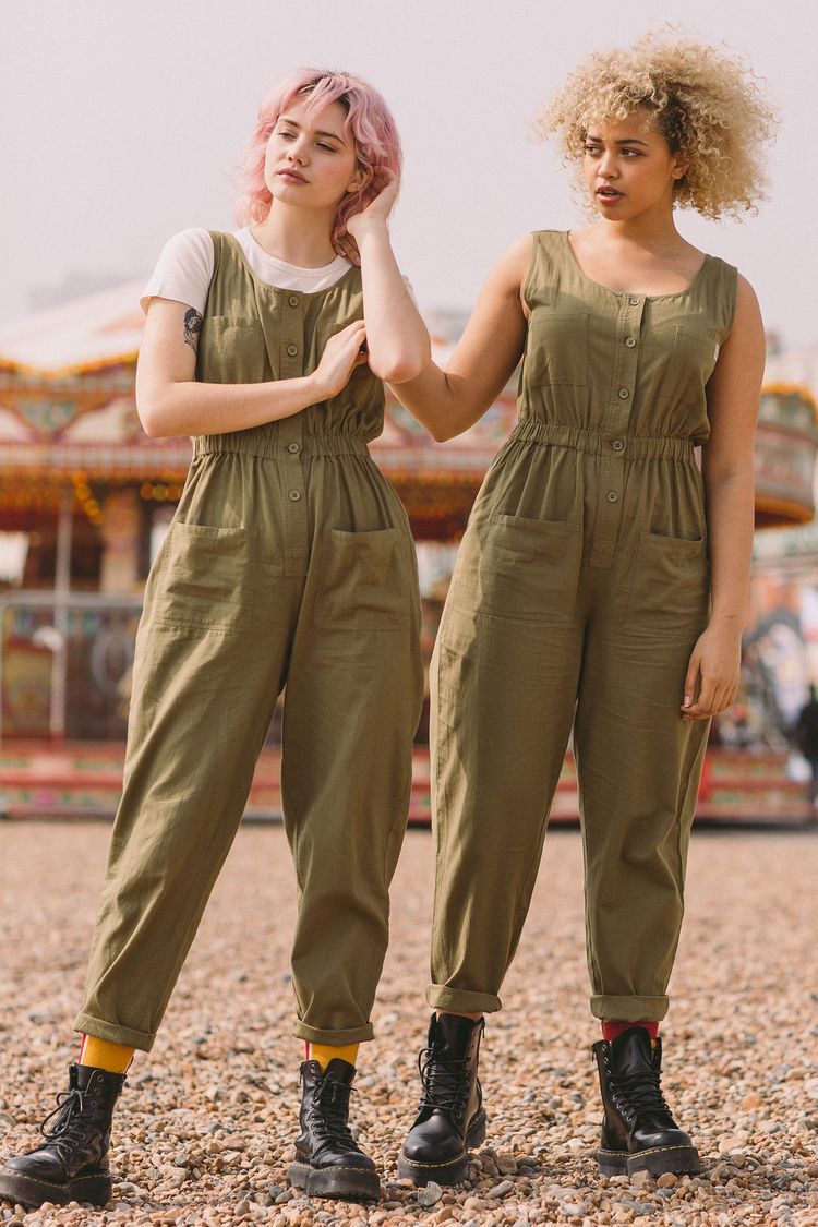 khaki green boiler suit