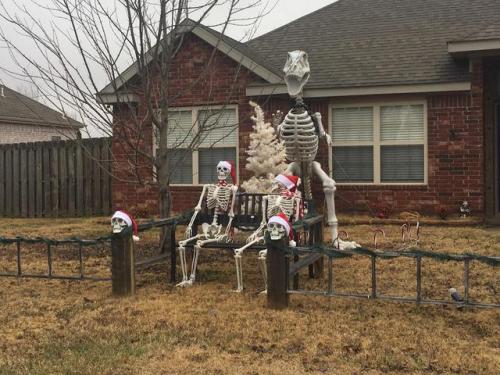 when-it-is-but-it-isnt:My neighbors just added Santa hats to...