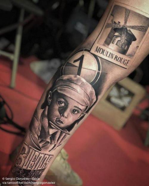 By Sergio González · Doce, done at 9th Brussels Tattoo... film and book;black and grey;leg sleeve;big;facebook;twitter;sergiogonzalez