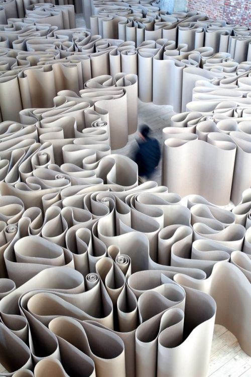 chic-is:maze of 2100 meters of cardboard created by...