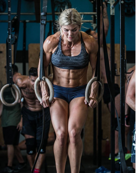 purebodybuilding:Brooke Ence working on the rings.