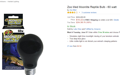 ZOO MED moonlite reptile bulb 60 watt ZOO MED moonlite reptile bulb 60 watt