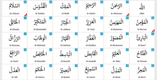 allah 99 names with urdu translation