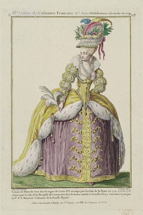 Plate 103 from Gallerie des Modes et Costumes Français. 18e. Cahier des Costumes Français, 12e Suite d'Habillemens à la mode en 1779.