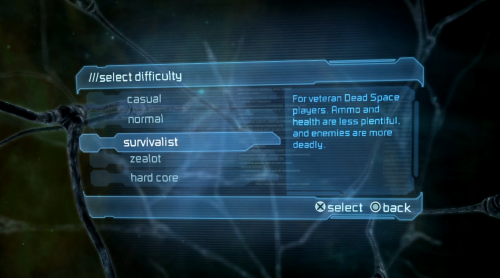 armoredtier:Dead Space 2 difficulty settings.