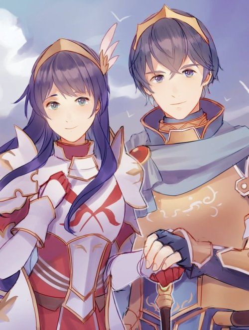 Crop of a Marth/Caeda guest drawing for @frothystars ‘s zine