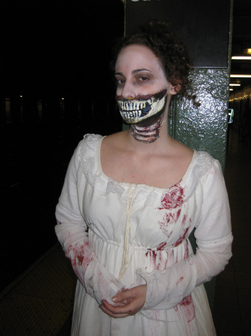Halloween Costumes Regency era Zombies Pride and Prejudice and Zombies Pride and Prejudice Jane Austen Parody Seth Grahame-Smith Zombieite Makeup Prosthetics Handmade Crafts Body horror Creativity