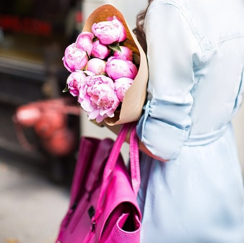 pink flowers handbag pink handbag pink flowers bouquet fashion girl coat babyblue