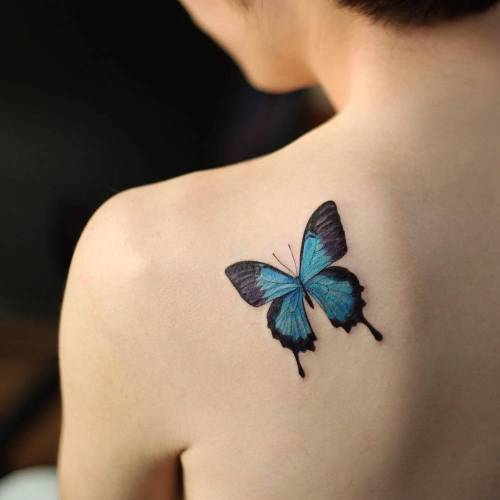 Tattoo tagged with: animal, black, blue, butterfly, insect, little ...