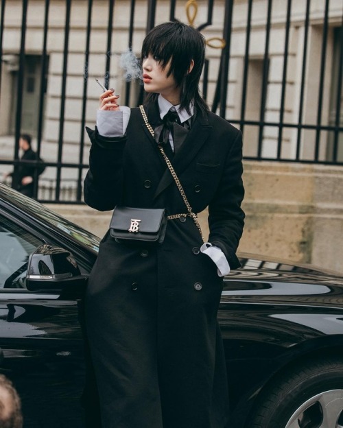 black-is-no-colour:Sora Choi during Paris Fashion Week Fall...