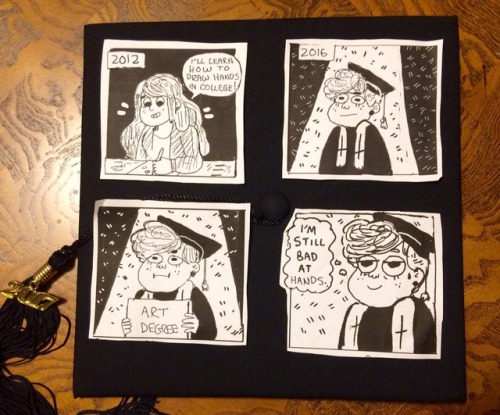 acornfriend:decorated my cap, I’m graduating art school this...