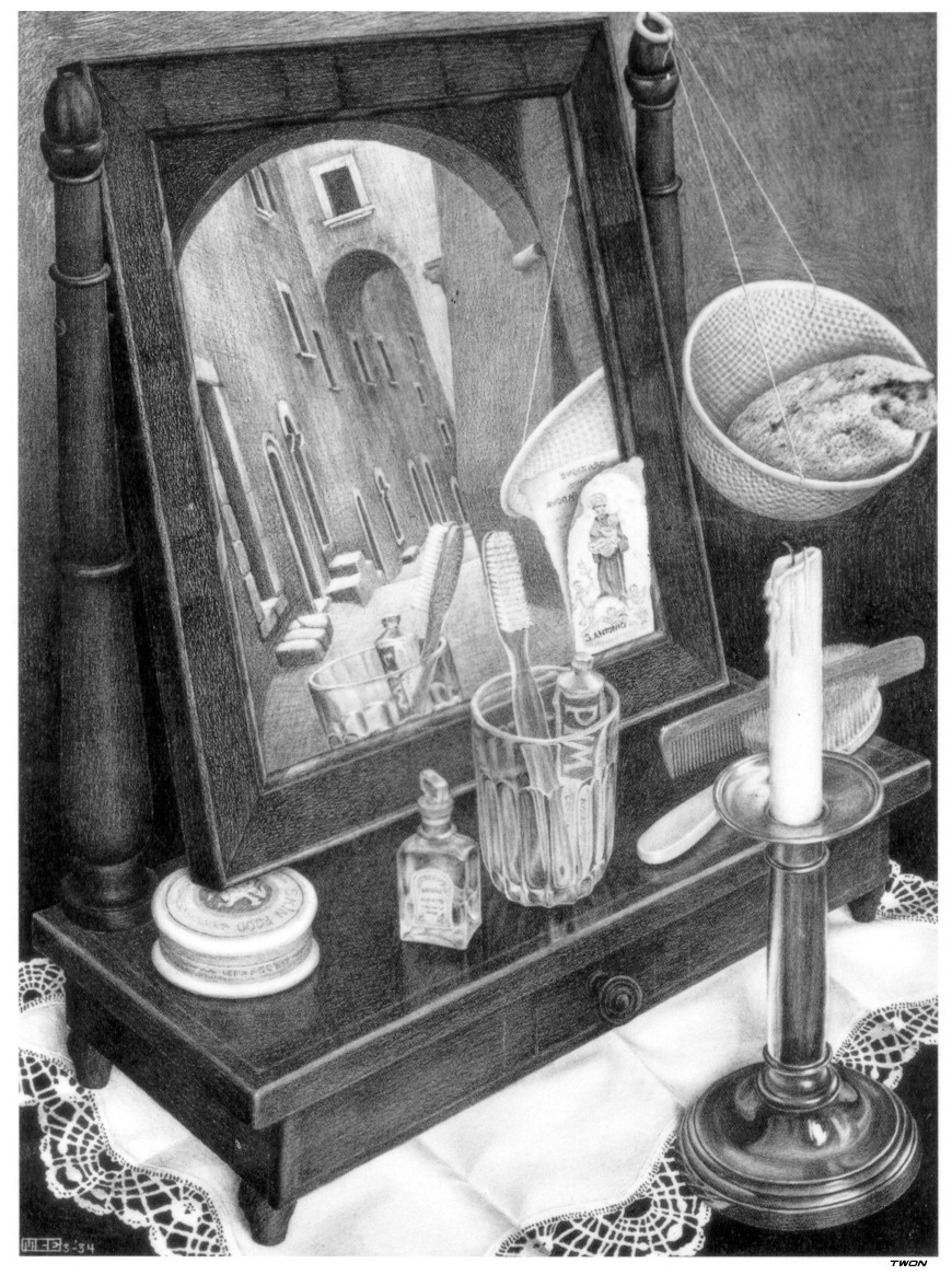 artist-mcescher:
“ Candle Mirror, 1934, M.C. Escher
https://www.wikiart.org/en/m-c-escher/candle-mirror
”