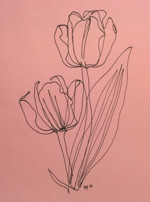 yngdstn:Single line drawing of tulips. Drawn by me :) please...