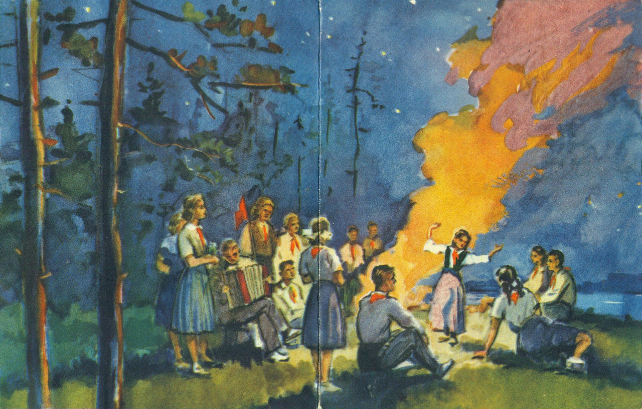 “Pioneer’s Campfire”, cover of a record sleeve (1960s)