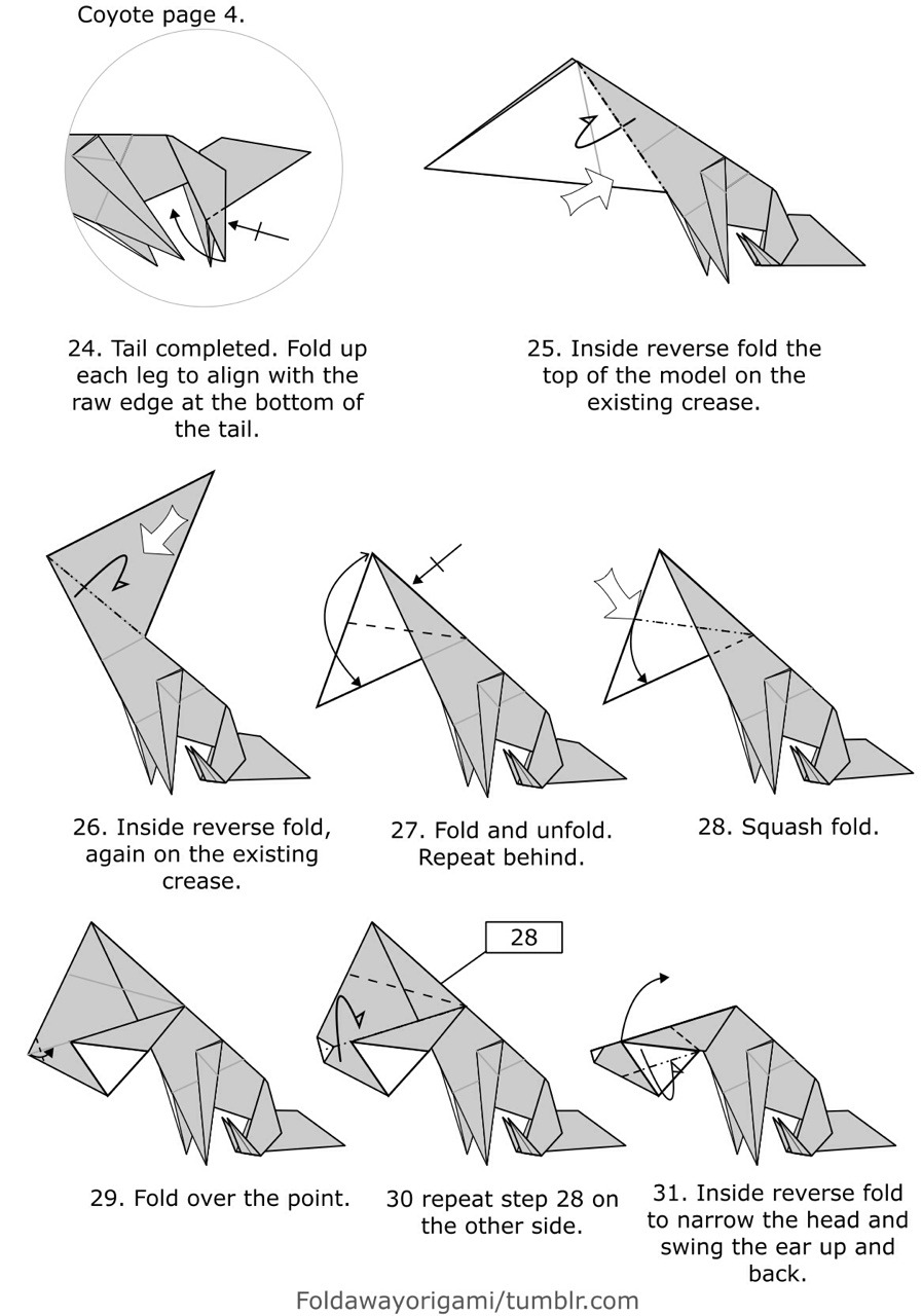 Foldaway Origami Wolf Each Model Is Folded From A Single