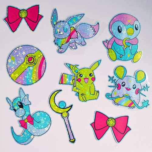 retrogamingblog:Sailor Moon Glitter Pokemon Stickers made by...