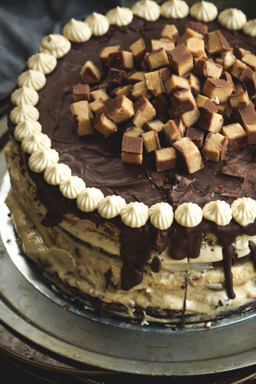 lustingfood:PEANUT BUTTER MOUSSE REESE’S CUP CHEESECAKE CAKE