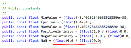 NaN in the C# source code