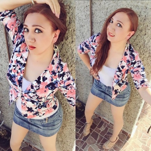 lajennylove:#redhair #greeneyes #redlips #denimskirt