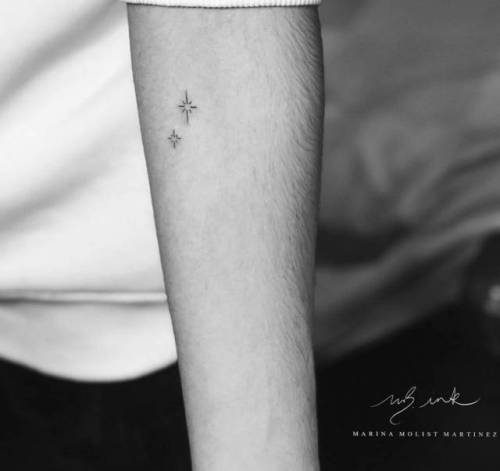 Tattoo tagged with: small, astronomy, micro, line art, tiny, ifttt, little,  star, minimalist, marinamolist, inner forearm, fine line 