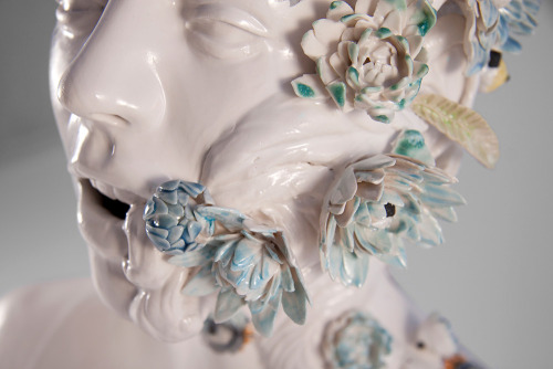 idreamofaworldofcouture:Ceramic busts overgrown with twisted...