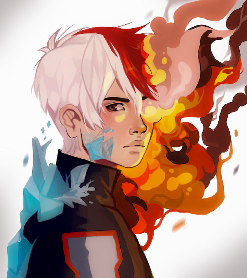 tamakid:okay, i fixed up my Todoroki painting and you know what...