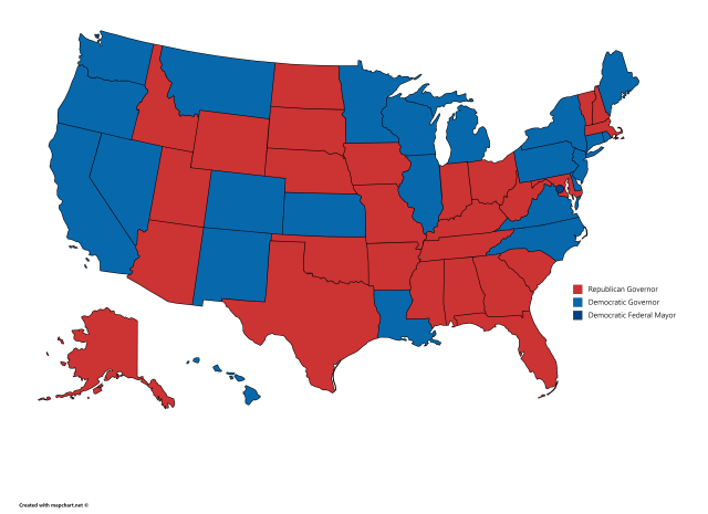 United States Governors By Party - Maps On The Web