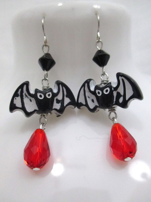 (via Flying Bat Beaded Dangle Earrings Choose Color Combination...